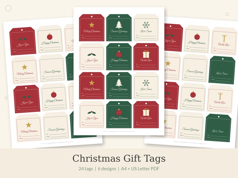 Christmas Gift Tags Set 2 printable preview