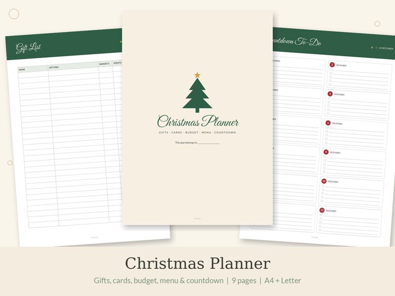 Christmas Planner printable preview