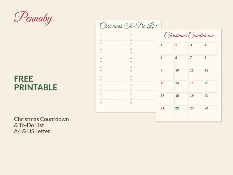 Free Christmas countdown and to-do list printable